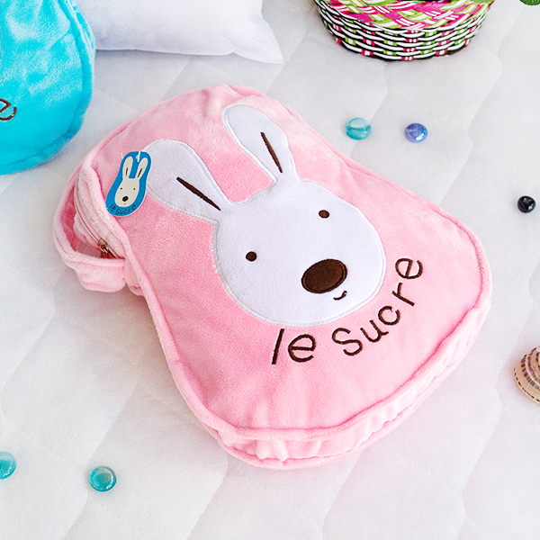 [Sugar Rabbit - Pink] Throw Blanket Pillow Cushion / Travel Pillow Blanket (25.2 by 37 inches)