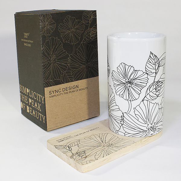 SYNC - [Lotus Leaves] Graphic Mug / Wood Coaster - No Handle (4.4 inch height)